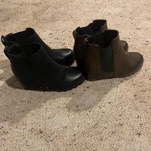 Two pairs of wedge boots one black one brown Bought this year each worn once